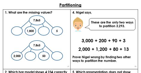 partitioning worksheets year 4.